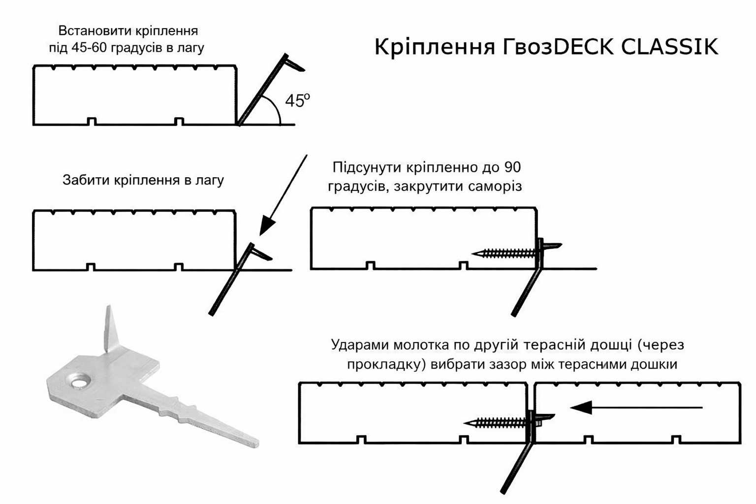 Крепеж для террасной доски Гвоздек – Гвозdeck